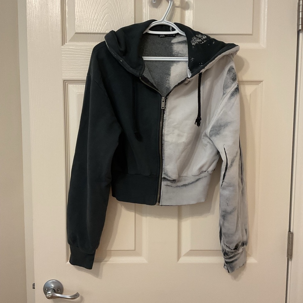 Zara Black and White Bomber Jacket